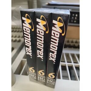 Lot of 3 MEMOREX 6 HOURS HIGH GRADE VIDEO VCR CASSETTE T-120 - SEALED NEW